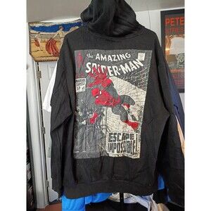 Marvel Comic Amazing Spider-man Black Hoodie Size XL Long Sleeves